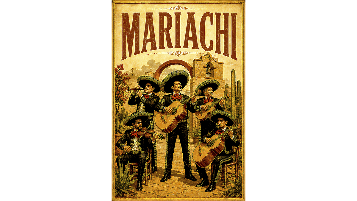 Mariachi Vintage Poster Print Southwestern Mexican Music Wall Art Retro Charro Band Decor